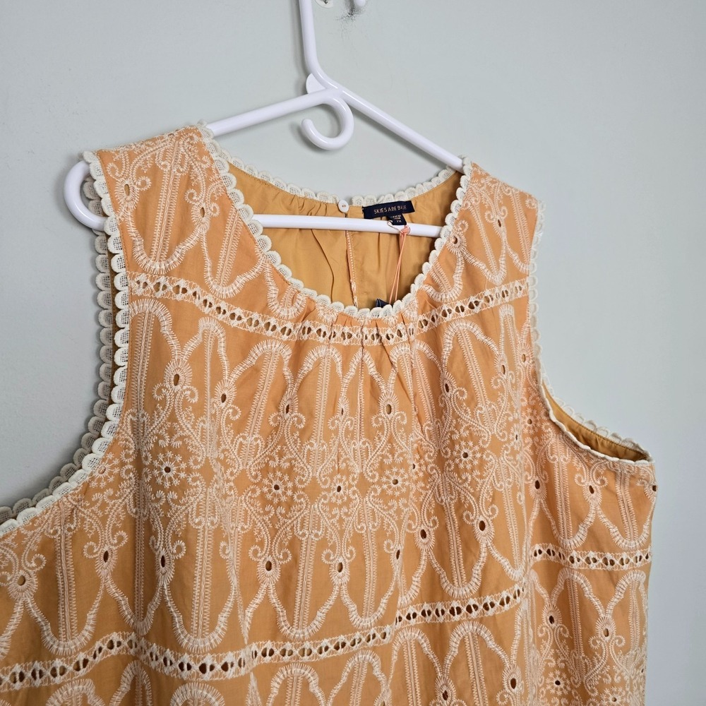 NWT Skies Are Blue Womens Embroidered Sleeveless Blouse & Skirt Set 2X Feminine - Picture 3 of 16